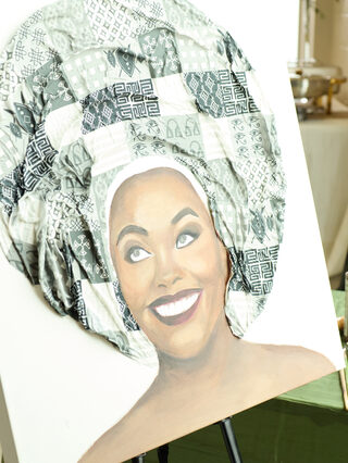 A live art portrait displayed at Heritage Social Brunch
