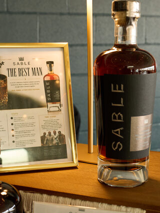 A curated spirits display at Heritage Social Brunch