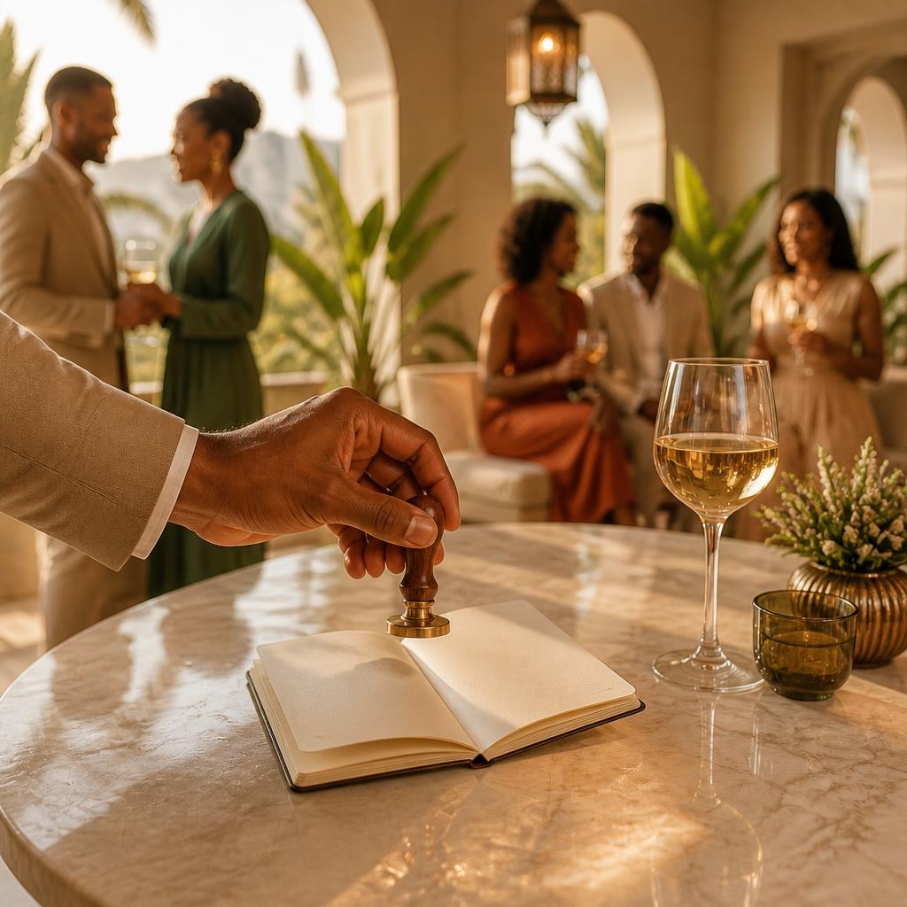 An FX Passport being documented during a daytime cocktail gathering